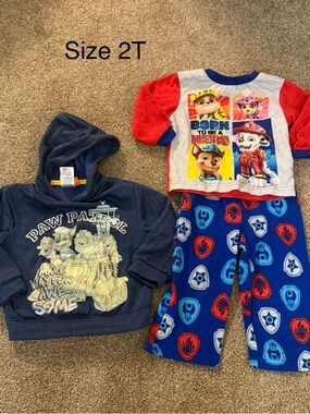 Paw Patrol Navy, Red, Blue Kids Two-Piece Set. Pjs are a little pilly